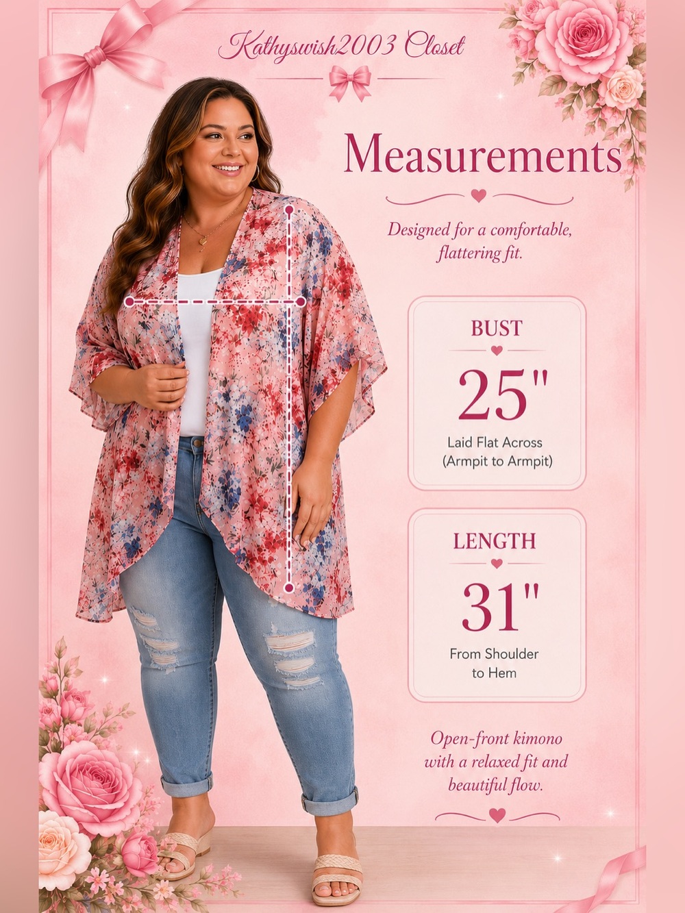 Pink Floral Open-Front Tunic Kimono Jacket - Picture 4 of 15